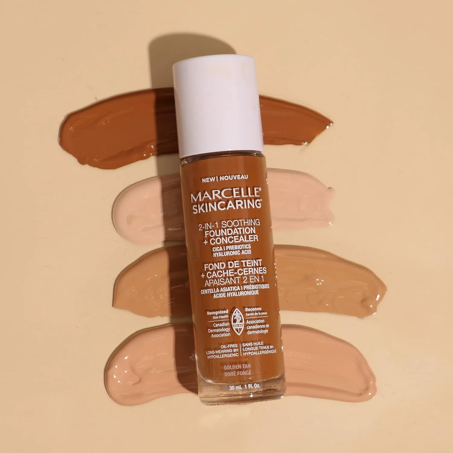 Marcelle Skincaring 2-in-1 Soothing Foundation   Concealer, Ivory, with Hyaluronic Acid, Medium Coverage, Matte Finish, Oil-Free, Cruelty-Free, Fragrance-Free, Hypoallergenic, 30 mL