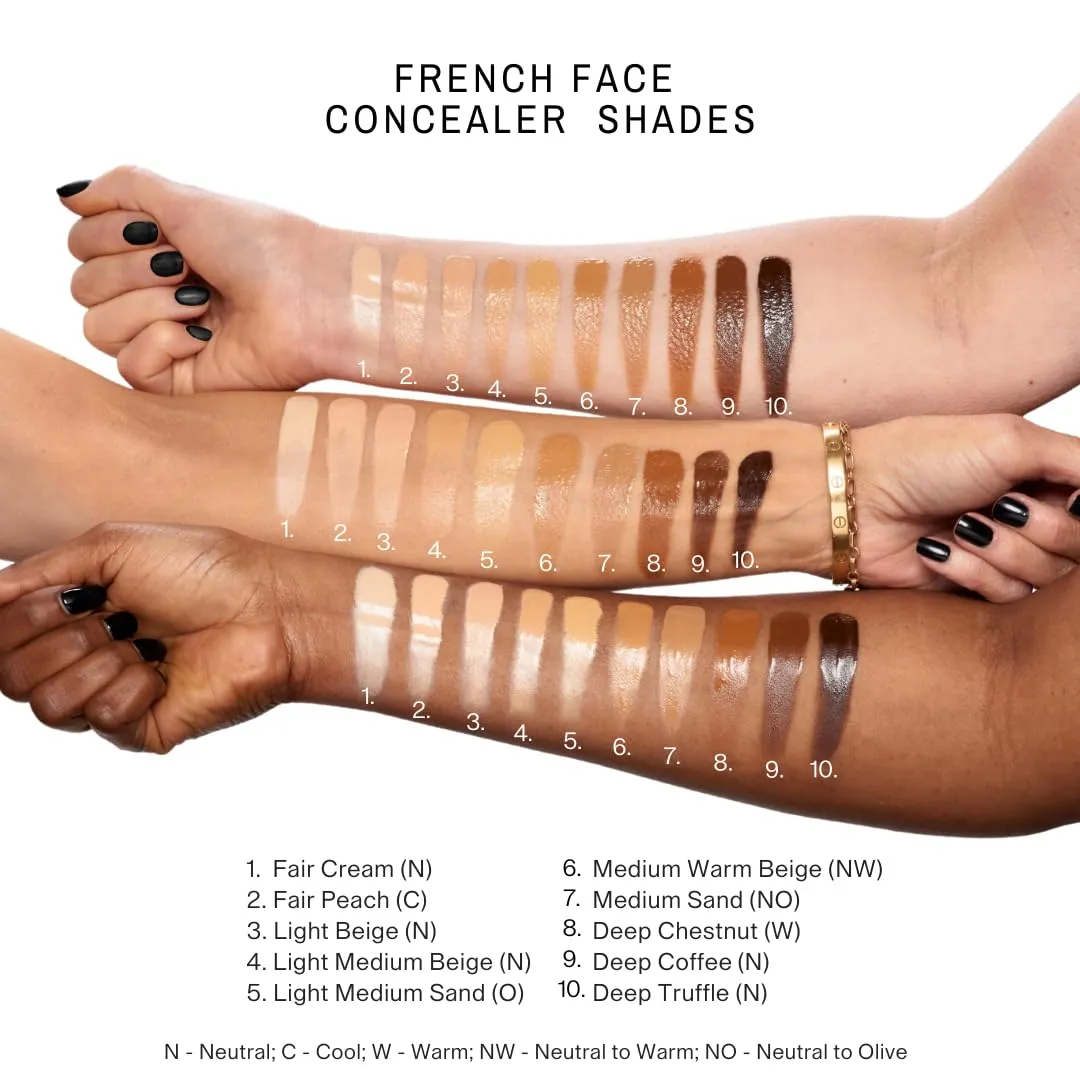 Maxine's Revenge FRENCH FACE Concealer Concentrate | Hydrate and Blur | Conceal, Highlight and Brontour with Lightweight Full-Coverage LIGHT MEDIUM SAND