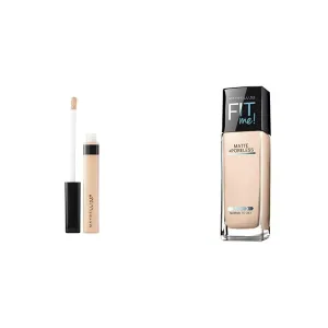 Maybelline Fit Me Matte   Poreless Foundation 1 Count   Fit Me Concealer Fair 1 Count Bundle