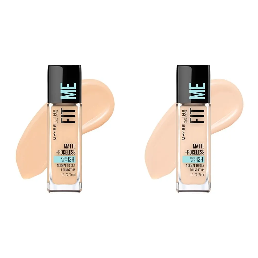 Maybelline Fit Me Matte   Poreless Liquid Foundation Classic Ivory & Natural Ivory 1 Count Bundle