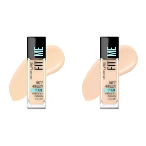 Maybelline Fit Me Matte   Poreless Liquid Foundation Makeup Bundle with Light Beige and Natural Ivory, 1 Count Each