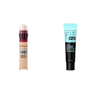 Maybelline Instant Age Rewind Dark Circles Concealer & Fit Me Matte Poreless Primer with SPF 20, 120 & 16HR Wear