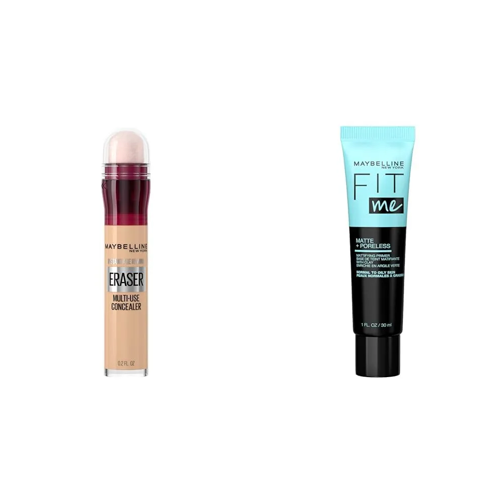 Maybelline Instant Age Rewind Dark Circles Concealer & Fit Me Matte Poreless Primer with SPF 20, 120 & 16HR Wear