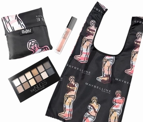 Maybelline New York Limited-Edition Fundles Send Nudes w/ Eyeshadow Palette, Color Sensational Vivid Hot Lacquer Lip Gloss and Easy-Carry Nude Tote-Bag