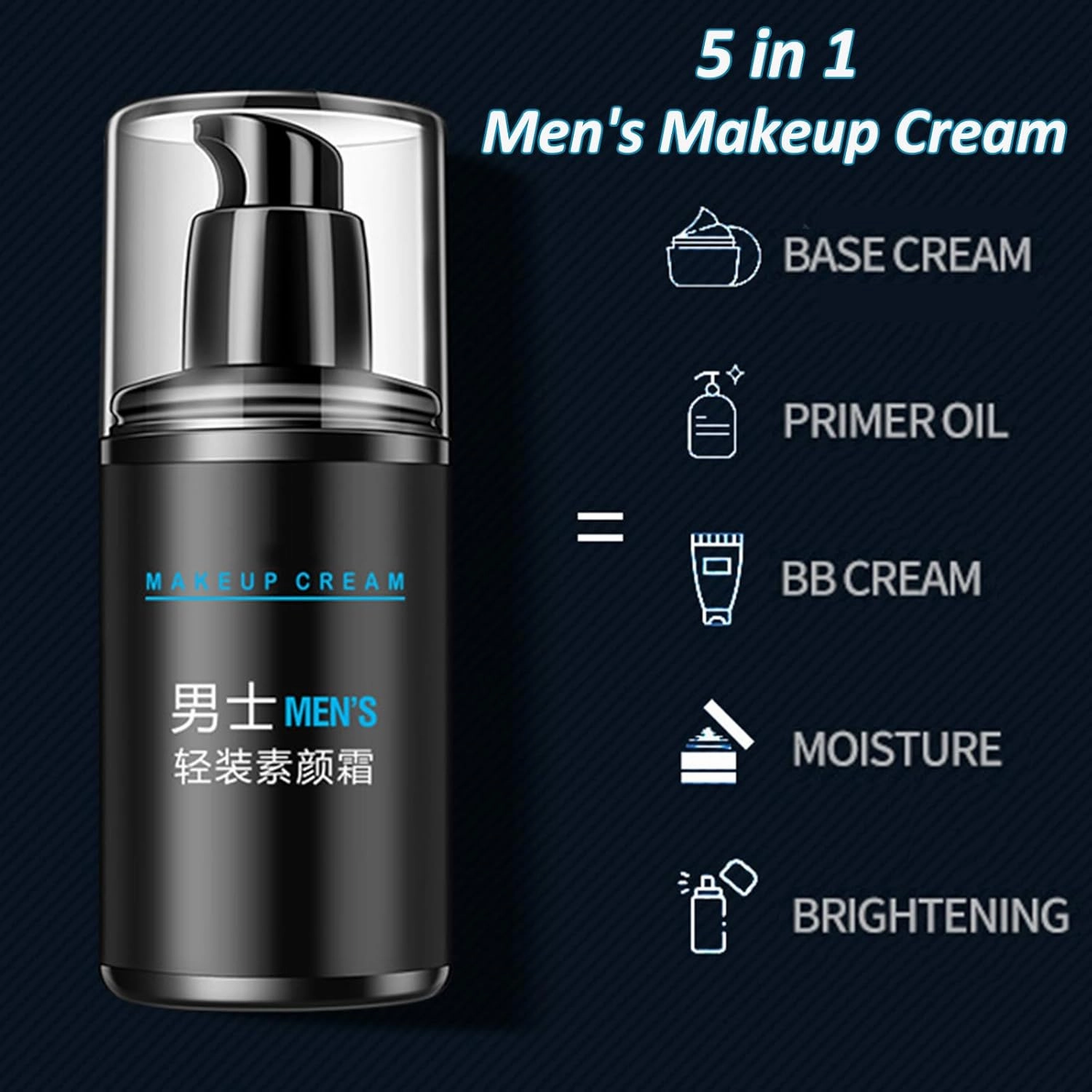 Men's Makeup Cream, Men Concealer, Face Cream for Men, Moisturizing Concealer Cream for Face, Make Up Lazy Cream Mens Makeup for Brightening, Oil Control and Cover Flaws, Balance Skin Tone (2pcs)