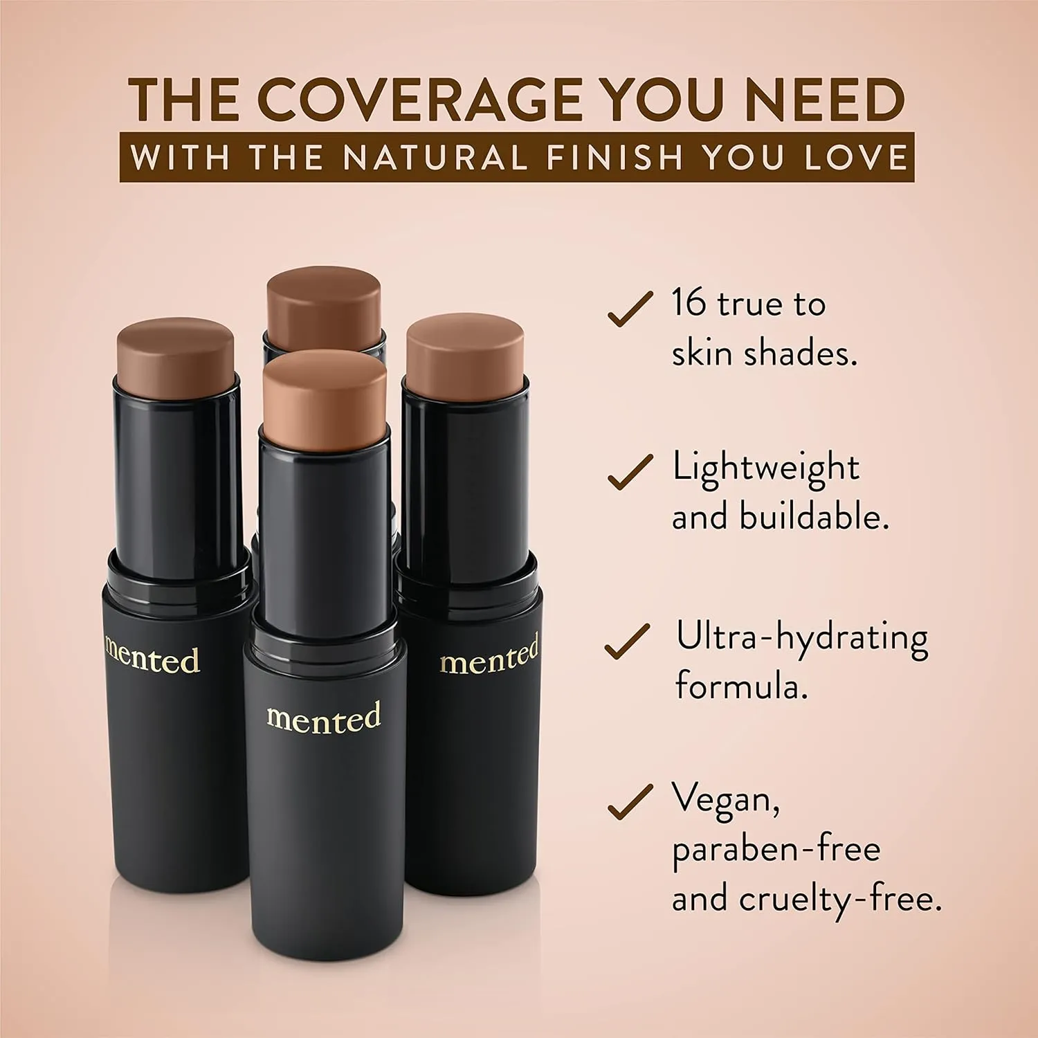 Mented Cosmetics Stick Foundation Make Up, Concealer & Contour Stick for Dark Skin, Cream Foundation for Black Women Makeup, Vegan and Cruelty Free, D10