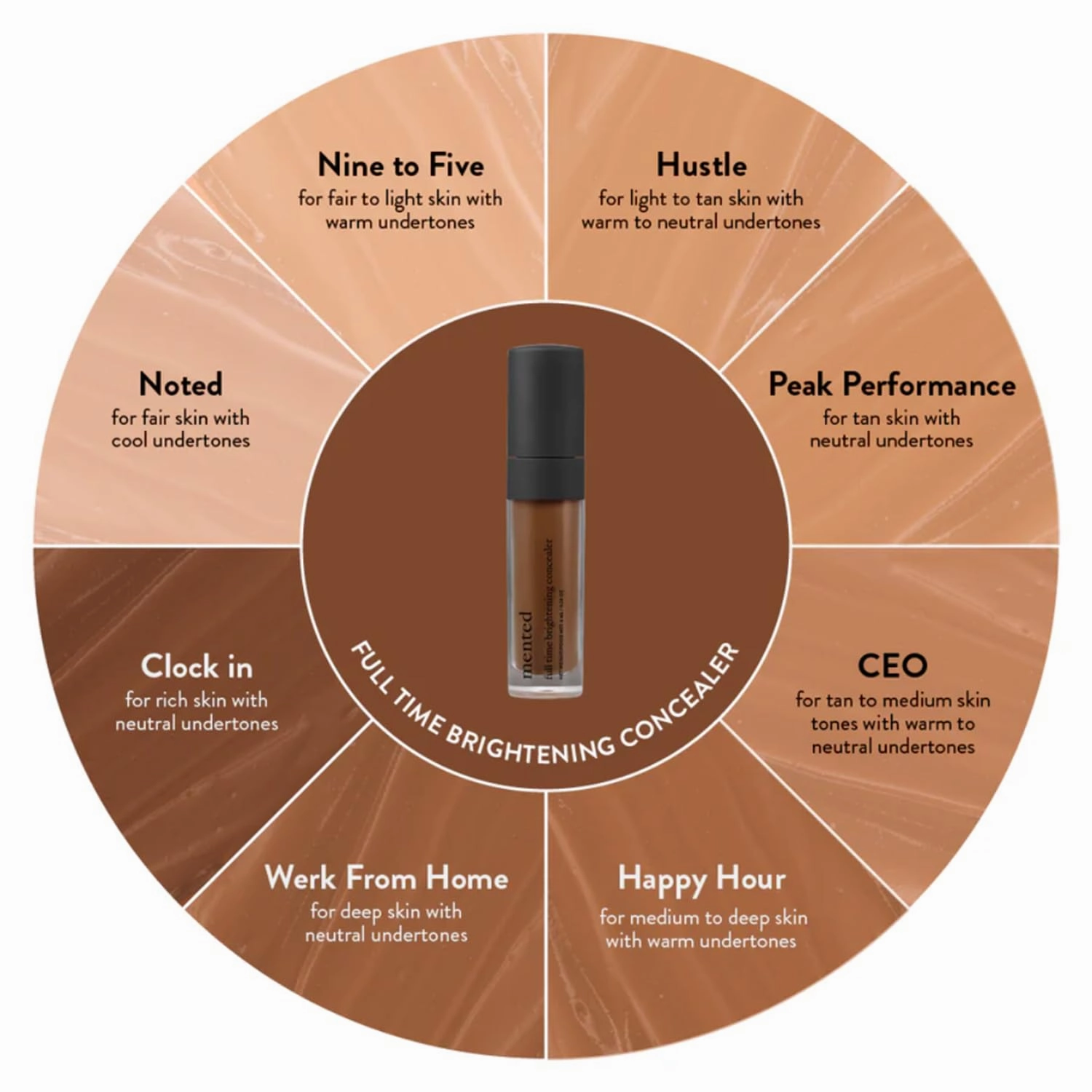 Mented Cosmetics Full-Time Eye Brightening Concealer for Women, Lightweight Full-Coverage Eye Makeup Concealer, Under Eyes Make Up Corrector, Blemishes & Contour, Clock In
