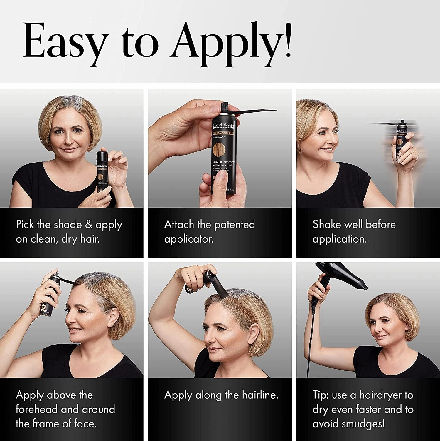 Michel Mercier Hair Root Touch Up Spray with Unique Applicator, Protects Hairline and Scalp Health, Fast and Easy Grey Hair Cover Up Concealer for Women and Men (Beige Blonde)