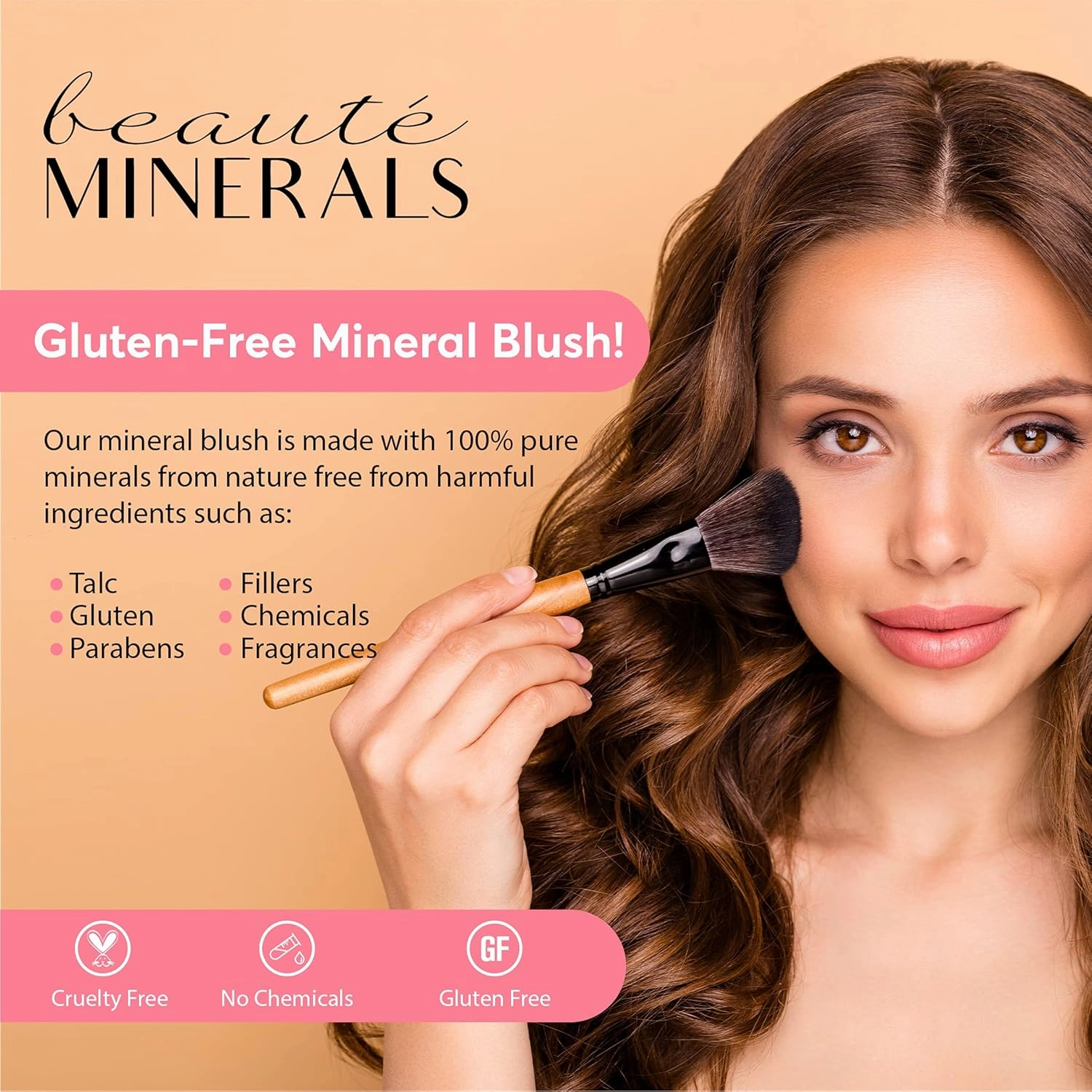 Mineral Blush Powder by Beauté Minerals | Gluten Free Pressed Powder Blush Makeup: Natural Makeup Contour, Blush and Highlighter Palette for Glowing Skin, Lip and Cheek Tint in Natural Radiance