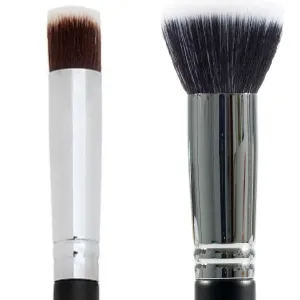 Mini Flat Top Under Eye Concealer Brush   Large Stippling Foundation Makeup Brush - Beauty Junkees Soft Synthetic Bristles for Applying, Blending, Buffing, Sculpting Powder, Liquid, Cream, Minerals