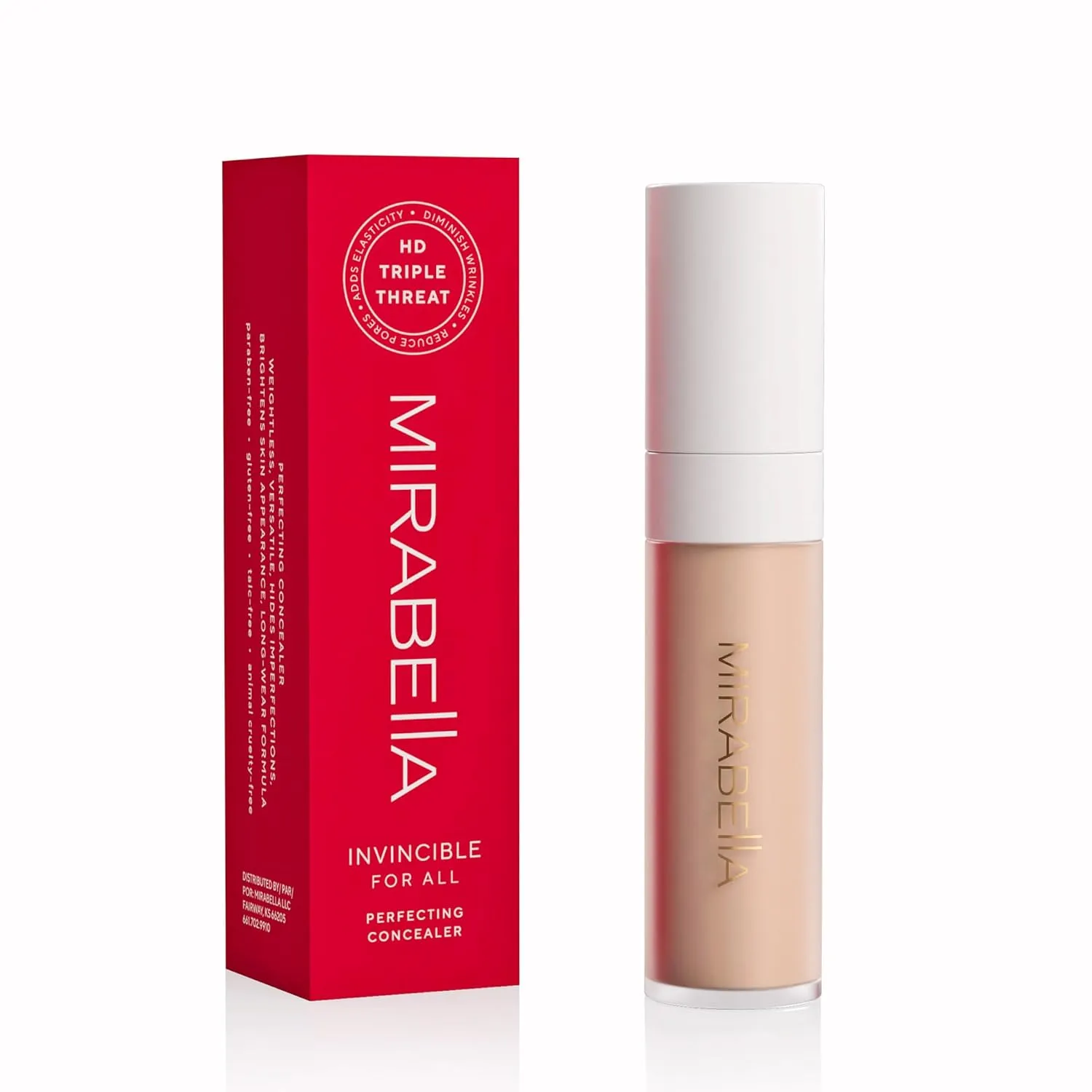 Mirabella Invincible For All Perfecting Under Eye Concealer Full Coverage - Hydrating Makeup Concealer for Dark Circles, Fine Lines & Wrinkles w/Hyaluronic Acid - Tan T170