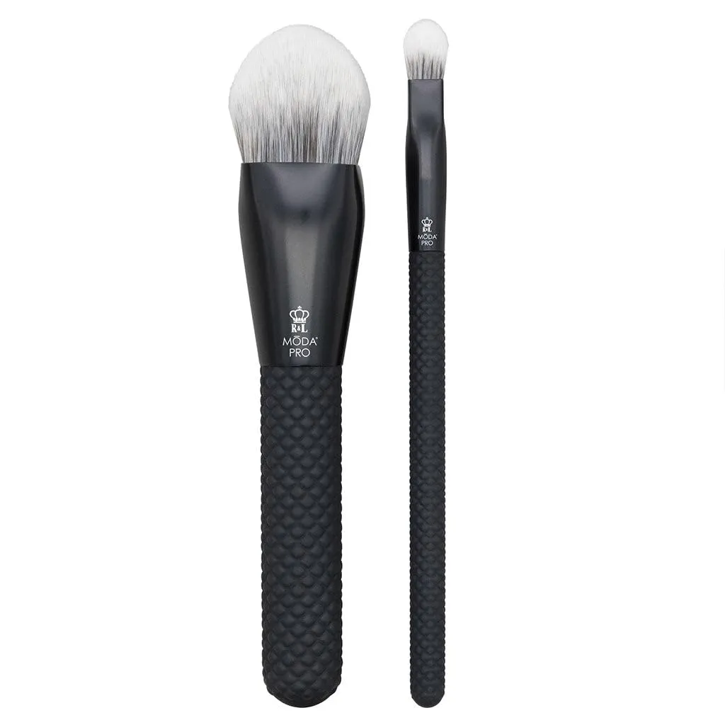 MODA Pro Diamond Duo – 2pc Highlight & Contour Brush Set with Textured Handles