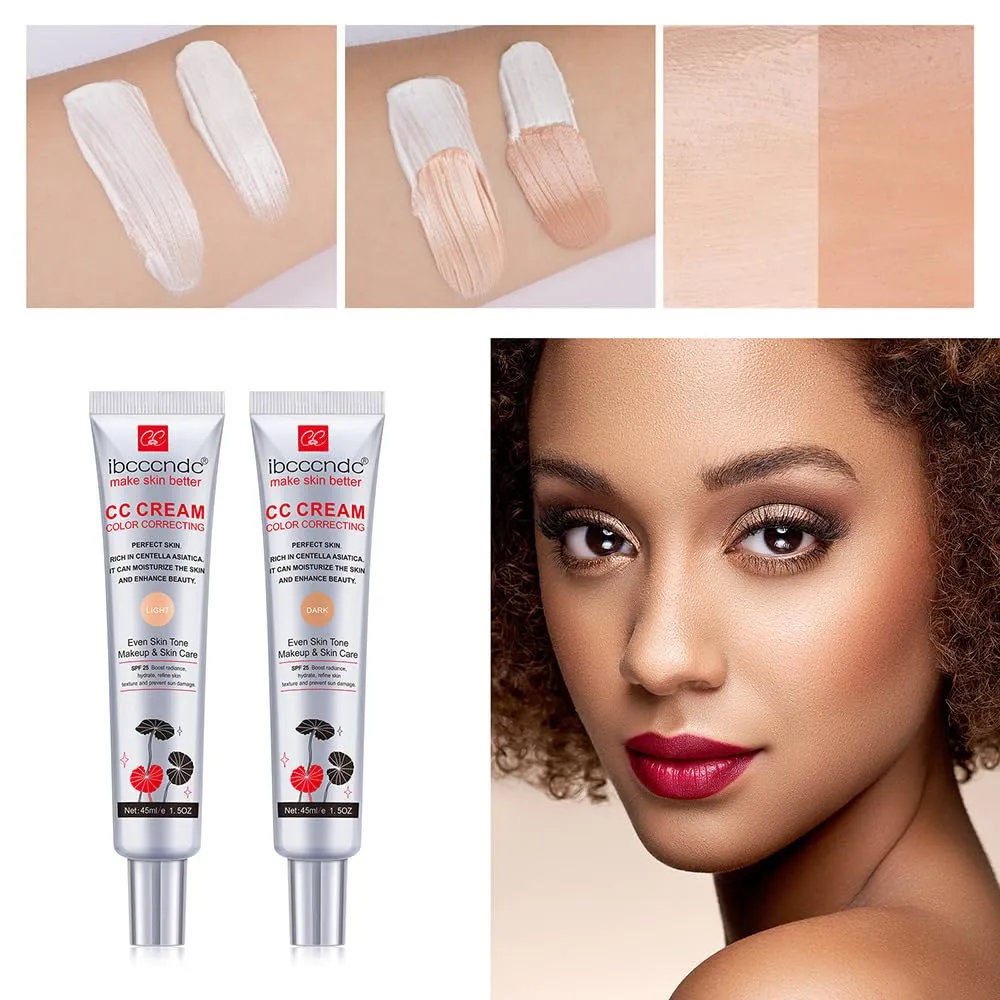 Moisturizing CC Cream with Centella Extract, Lasting Makeup Coverage, Concealer Compatible, (light, 45ml)