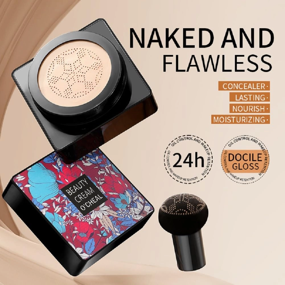 Moisturizing BB Cream with Mushroom Extract, Brightening and Repair Formula, Lasting Hydration (Mushroom air cushion natural color, 0.115kg)