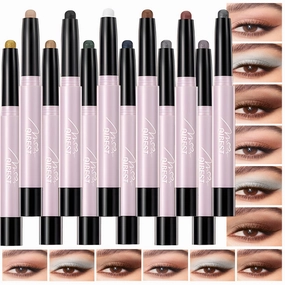 MOND'SUB 12 PCS Waterproof Multi-Color Eyeshadow Pen Set Eyeshadow Stick Shimmer Cream Eyeshadows Pen