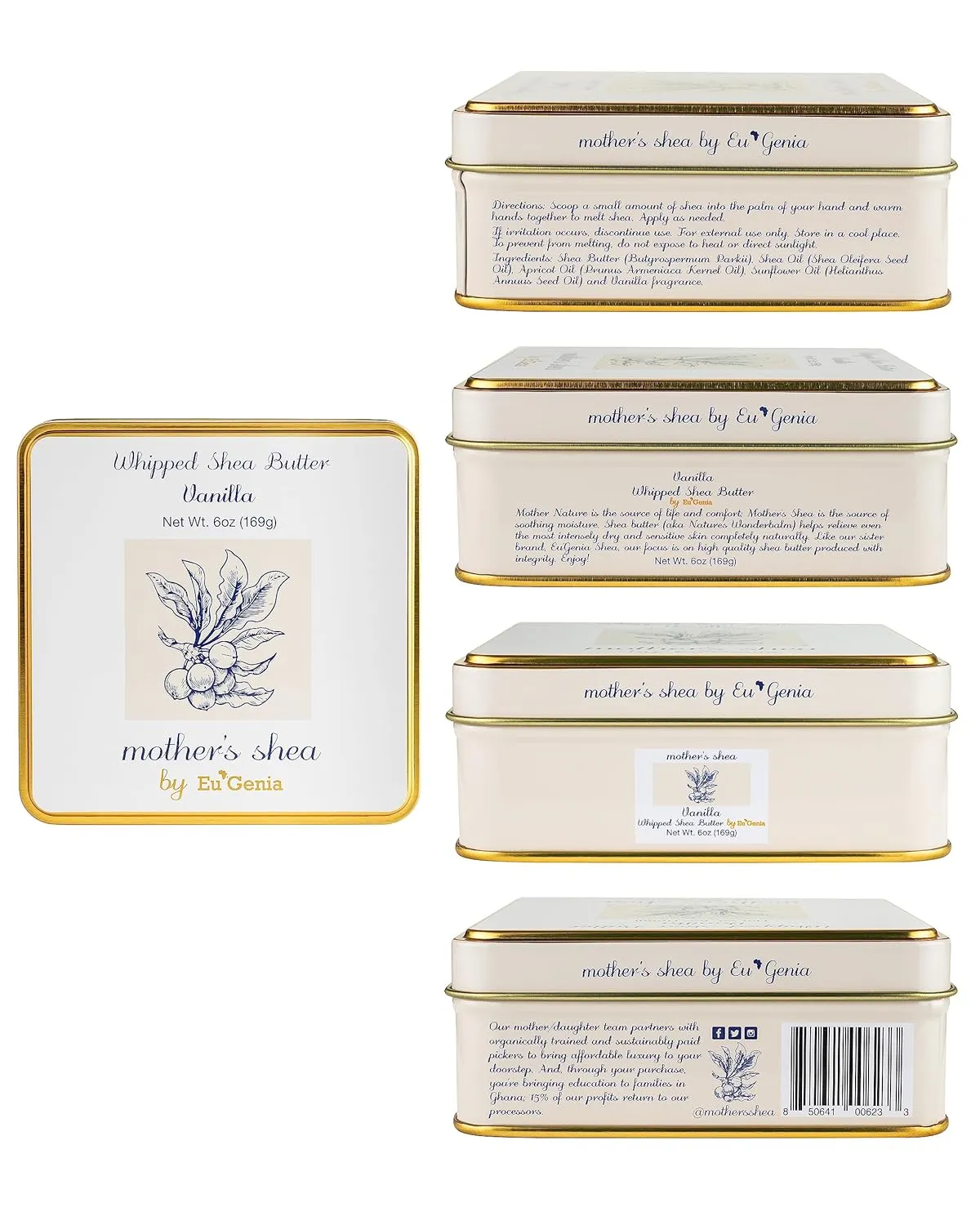 Mother's Shea Whipped Shea Butter (Rose, 2 Oz Tins - Set of 3) 100% Pure Raw Unrefined African Shea - Organic, Sustainably-Sourced Ingredients - Natural Skin & Hair Care