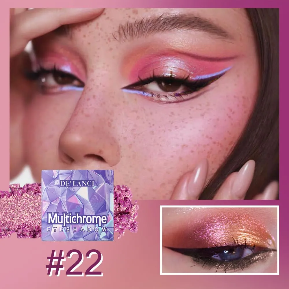 Multichrome Metallic Eyeshadow - Duochrome Glitter High Impact Multi-colors Shift Eye Looks in Gold Pink Purple Green - Intense Color Shifting, High Pigmented, Longer-Lasting Without Creasing…