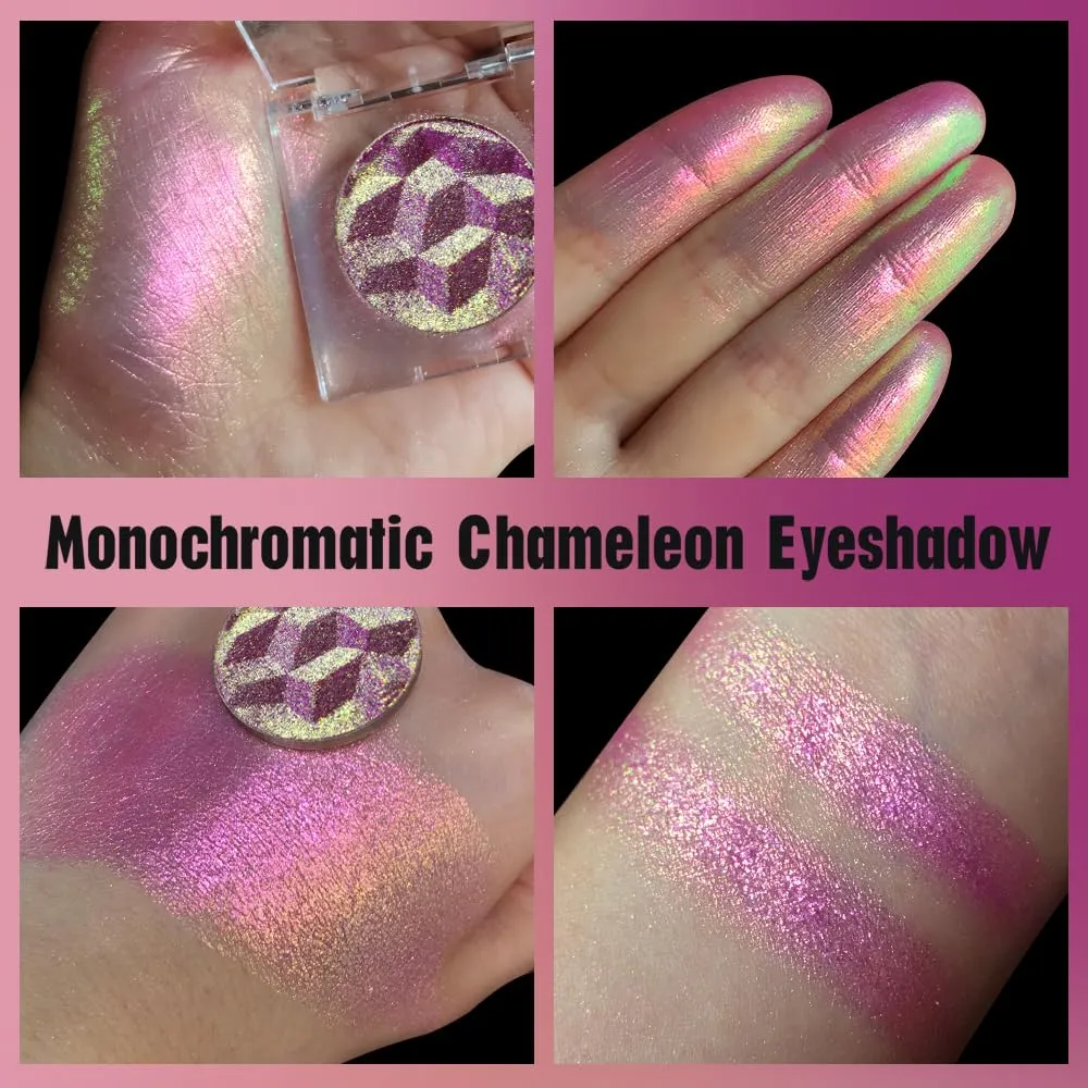 Multichrome Metallic Eyeshadow - Duochrome Glitter High Impact Multi-colors Shift Eye Looks in Gold Pink Purple Green - Intense Color Shifting, High Pigmented, Longer-Lasting Without Creasing…