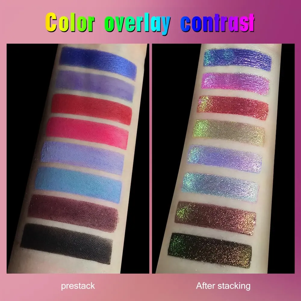 Multichrome Metallic Eyeshadow - Duochrome Glitter High Impact Multi-colors Shift Eye Looks in Gold Pink Purple Green - Intense Color Shifting, High Pigmented, Longer-Lasting Without Creasing…