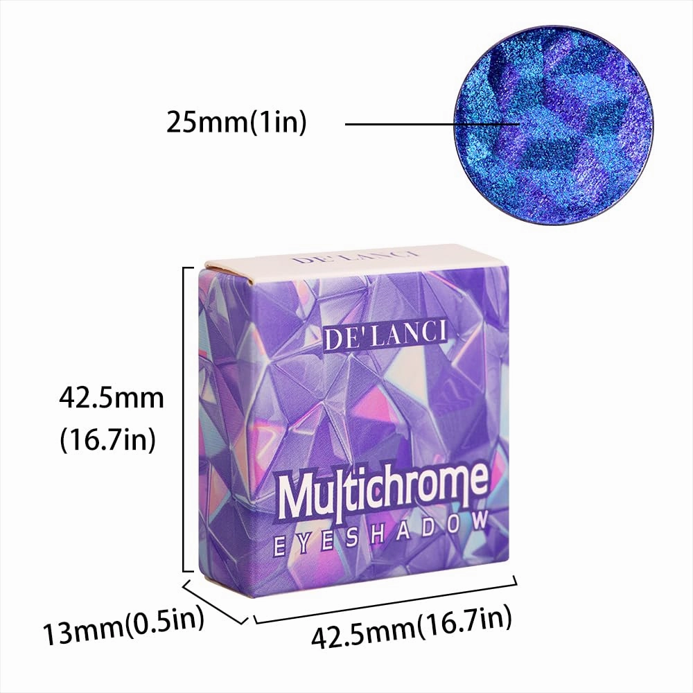 Multichrome Glitter Metallic Eyeshadow - High Impact Blue Purple Silver - Intense Color Shifting, High Pigmented, Long-Lasting - Shimmery Glitter Finish High-End Eye Makeup for Spring Summer Layering…