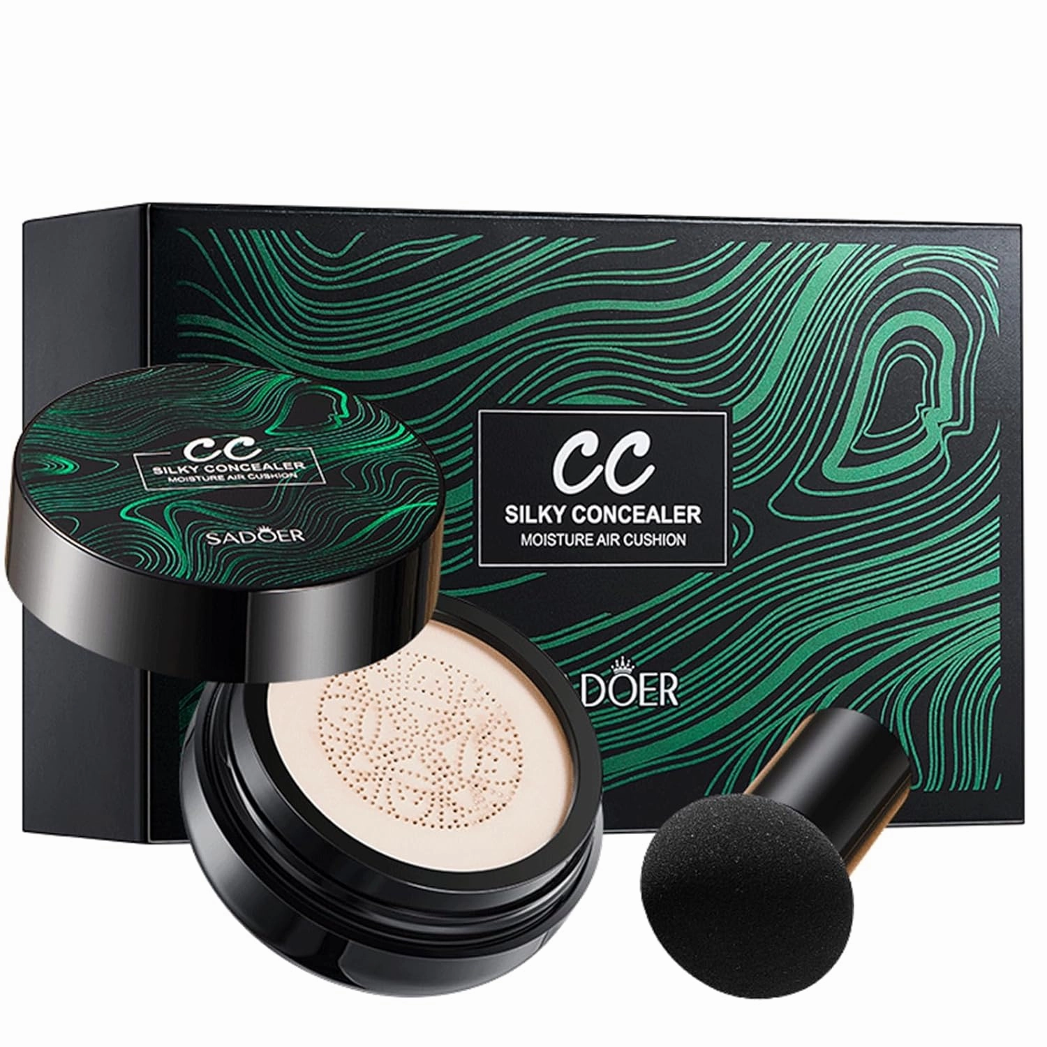 Mushroom Head CC Cushion Foundation, HD Brightening Oil Control Formula, Ivory/natural color, 20g (CC air cushion (ivory white) 20g)