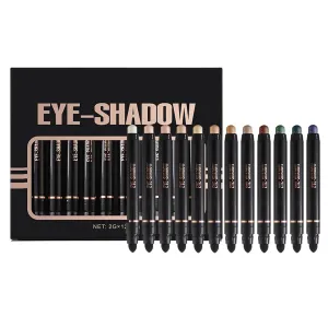 Neutral Eyeshadow Stick Makeup Set - metalliic Shimmer Matte Cream Eye Shadow | 12 Shades Double End Waterproof Eyeshadow Stick | Blendable Eye Shadow Applicator Sticks | Perfect giftss For Women