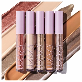 Neutral Brown Liquid Eyeshadow Set, 5Pcs - Long Lasting, Highly Pigmented, Quick-Drying Sparkling Eye Shadow Makeup, Multi-Use, Travel Friendly