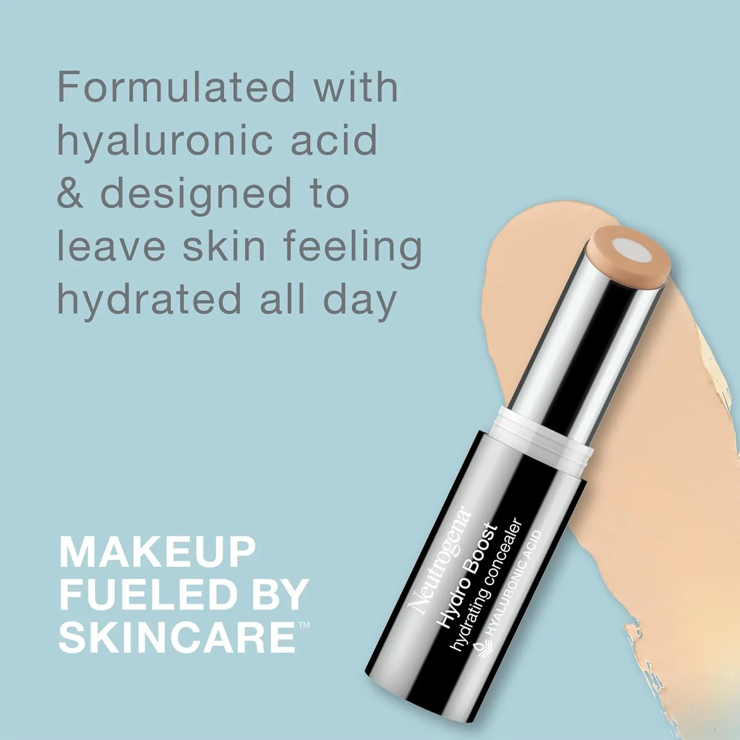 Neutrogena Hydro Boost Hydrating Concealer Stick for Dry Skin, Oil-Free, Lightweight, Non-Greasy and Non-Comedogenic Cover-Up Makeup with Hyaluronic Acid, 30 Light/Medium, 0.12 Oz