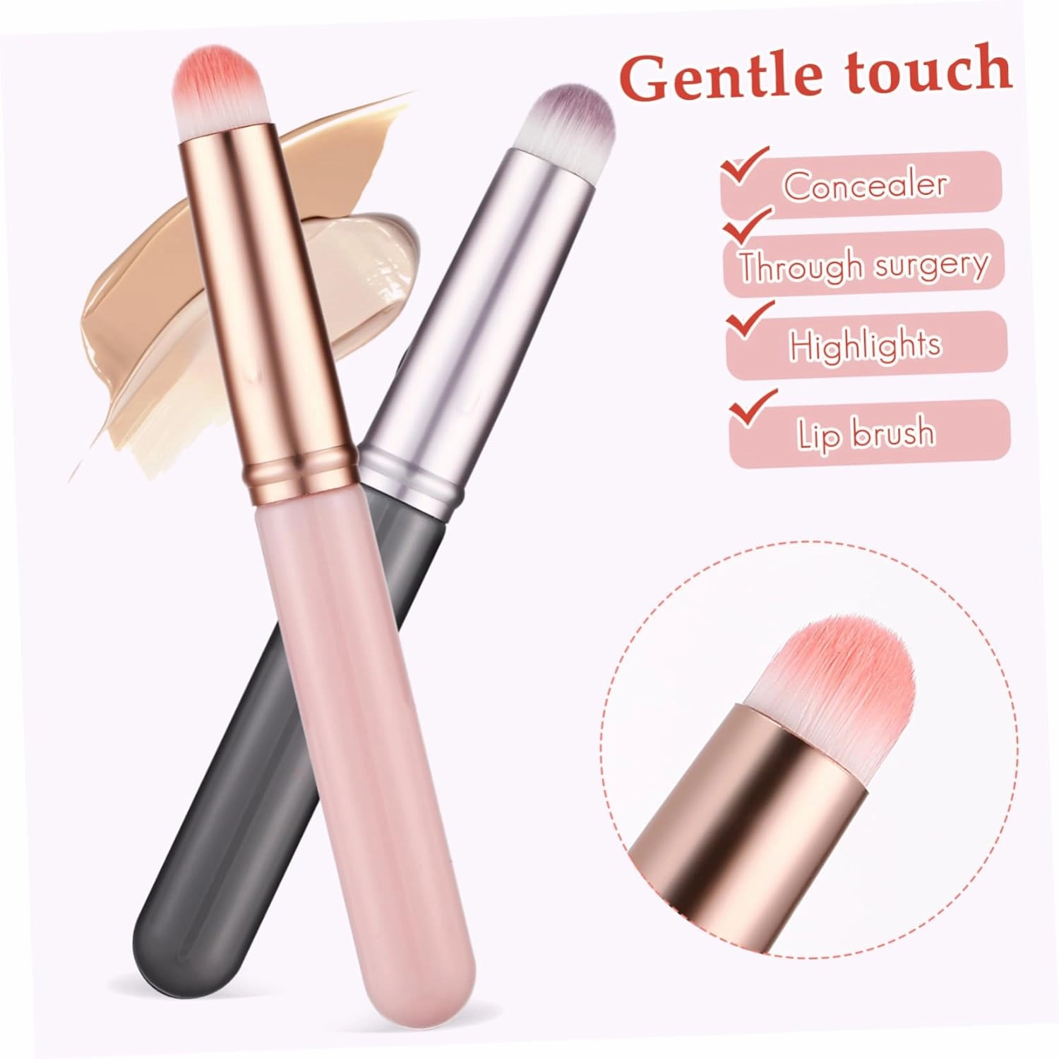 NOLITOY 15pcs Concealer Brushes Lids Soft Synthetic Makeup Tools for Precise under Eye and Lip Coverage for Liquid Powder Cosmetics Travel-friendly Design