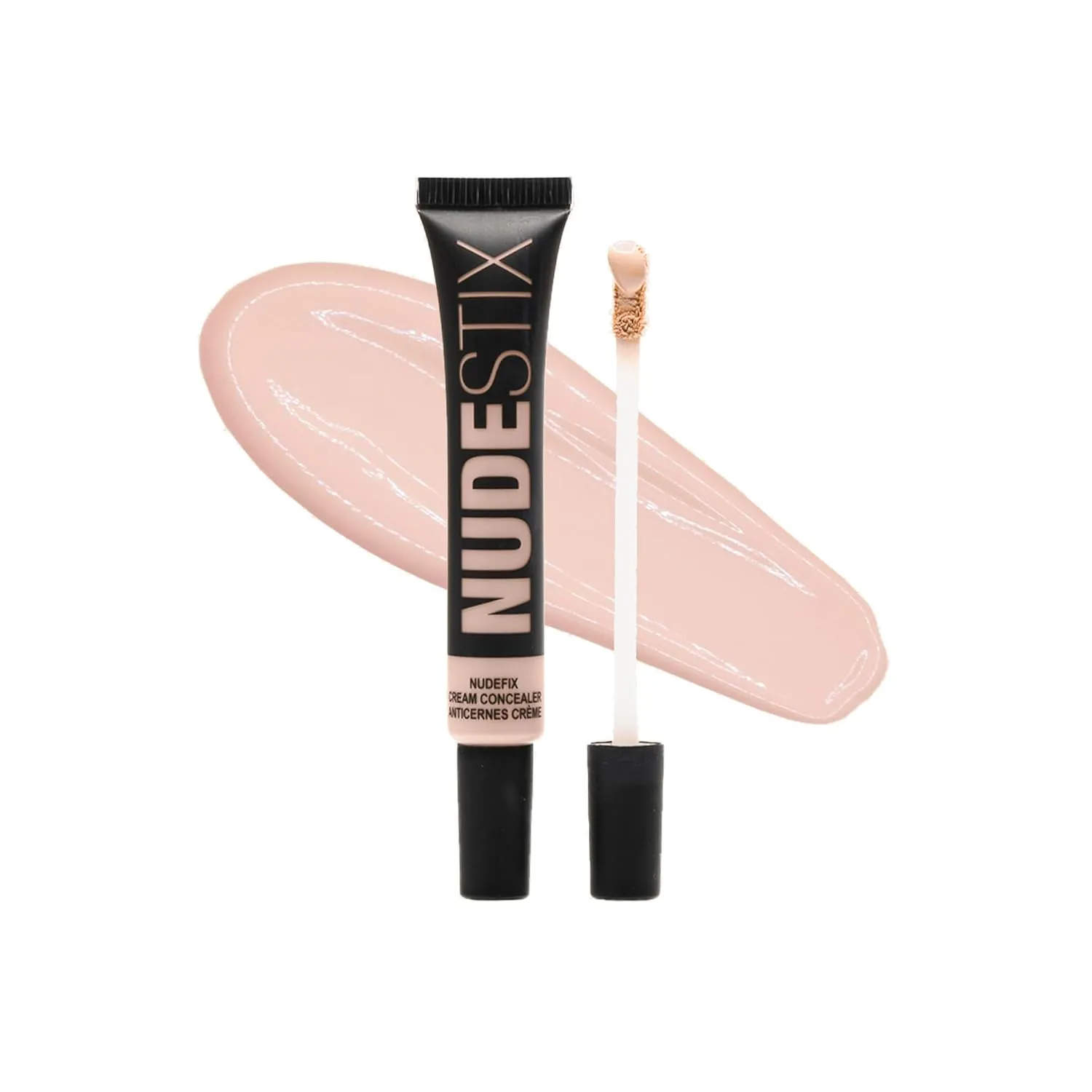 Nudestix NudeFix Cream Concealer, Lightweight Liquid, Natural Finish Makeup, Hydrating, Brightening, Under Eye Dark Circle Corrector, Reduces Redness and Blemishes, 0.34 fl oz (10 ml)