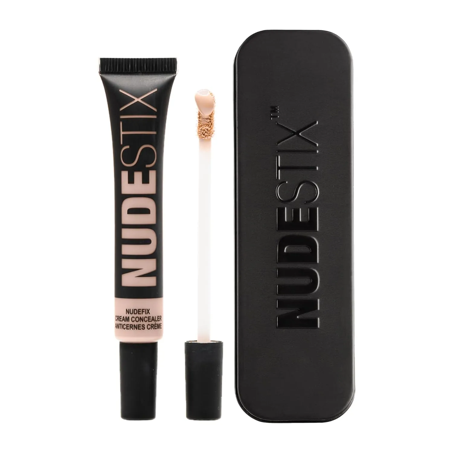 Nudestix NudeFix Cream Concealer, Lightweight Liquid, Natural Finish Makeup, Hydrating, Brightening, Under Eye Dark Circle Corrector, Reduces Redness and Blemishes, 0.34 fl oz (10 ml)