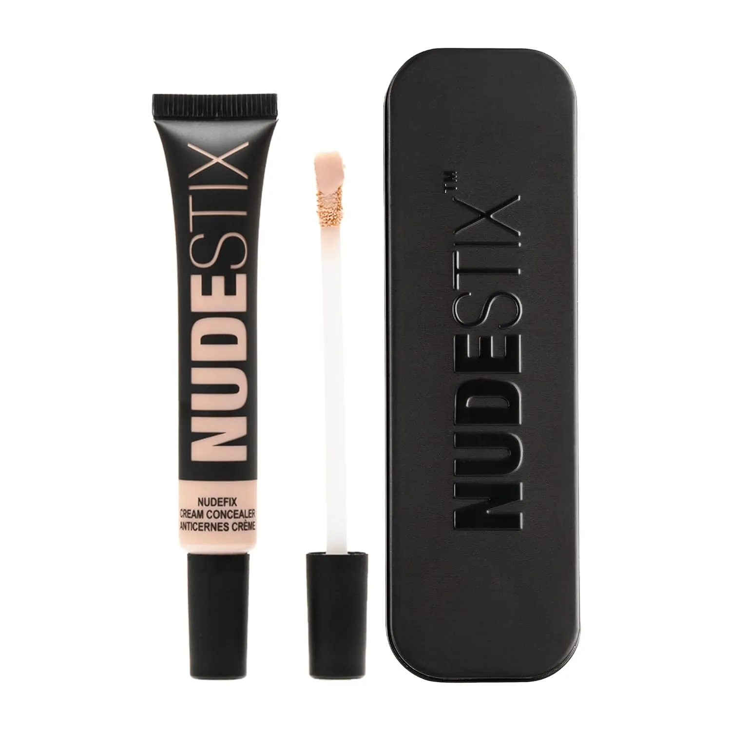 Nudestix NudeFix Cream Concealer, Lightweight Liquid, Natural Finish Makeup, Hydrating, Brightening, Under Eye Dark Circle Corrector, Reduces Redness and Blemishes, 0.34 fl oz (10 ml)
