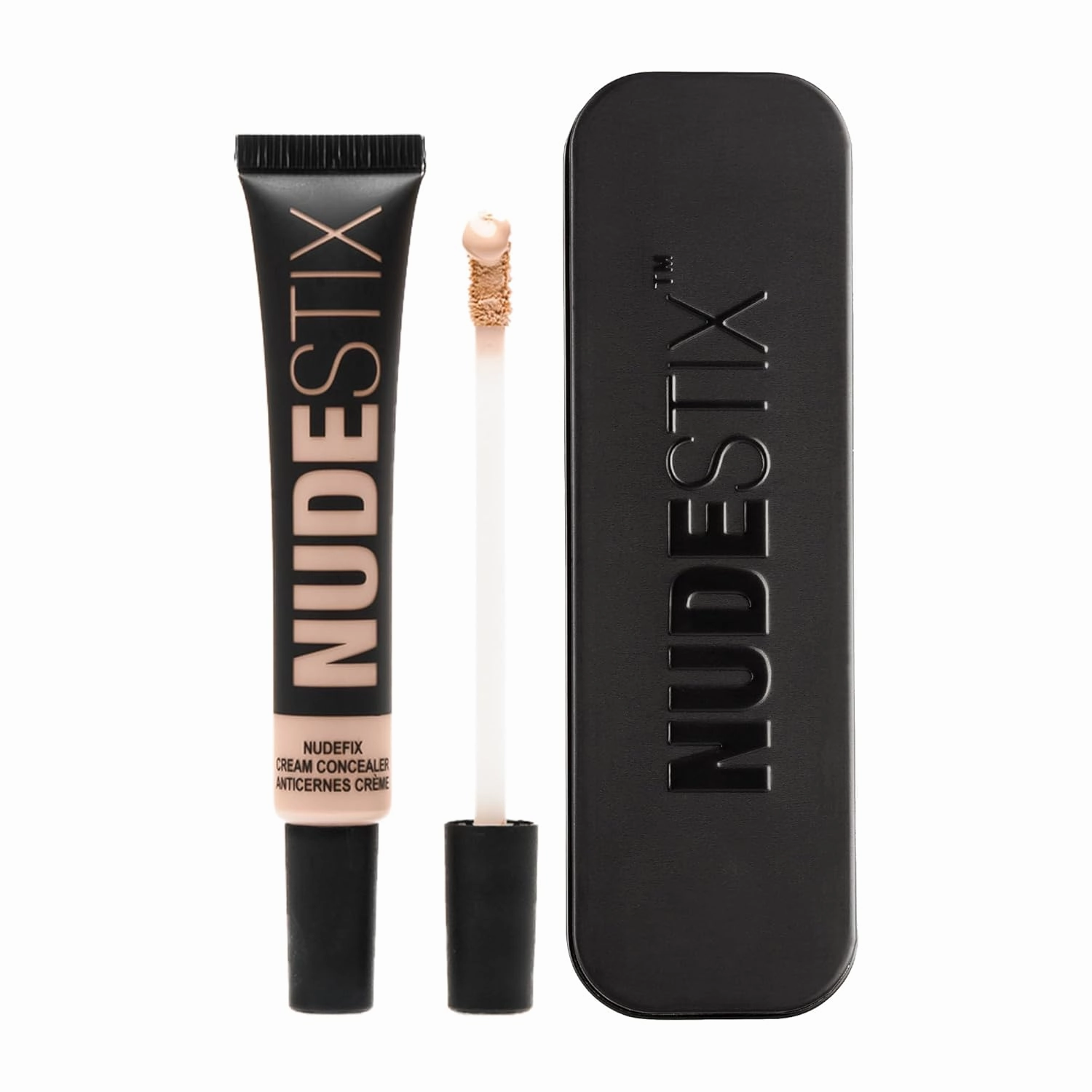 Nudestix NudeFix Cream Concealer, Lightweight Liquid, Natural Finish Makeup, Hydrating, Brightening, Under Eye Dark Circle Corrector, Reduces Redness and Blemishes, 0.34 fl oz (10 ml)