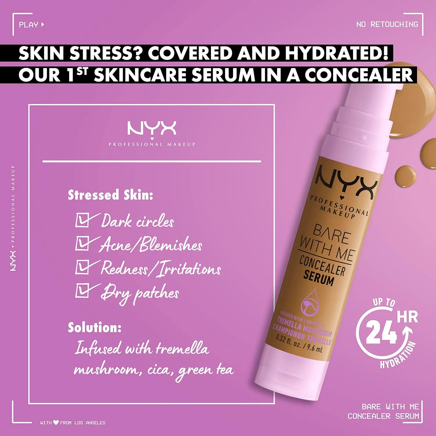 NYX PROFESSIONAL MAKEUP Bare With Me Concealer Serum, Concealer Makeup For Up To 24Hr Hydration - Fair