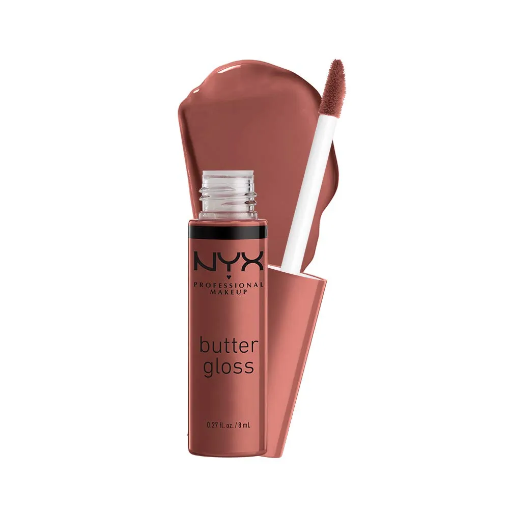 NYX PROFESSIONAL MAKEUP Makeup Setting Spray - Dewy Finish, Long-Lasting Vegan Formula (Packaging May Vary) & Butter Gloss, Non-Sticky Lip Gloss - Praline (Deep Nude)
