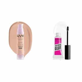 NYX PROFESSIONAL MAKEUP Bare With Me Concealer Serum Light & The Brow Glue Extreme Hold Clear Brow Gel Bundle