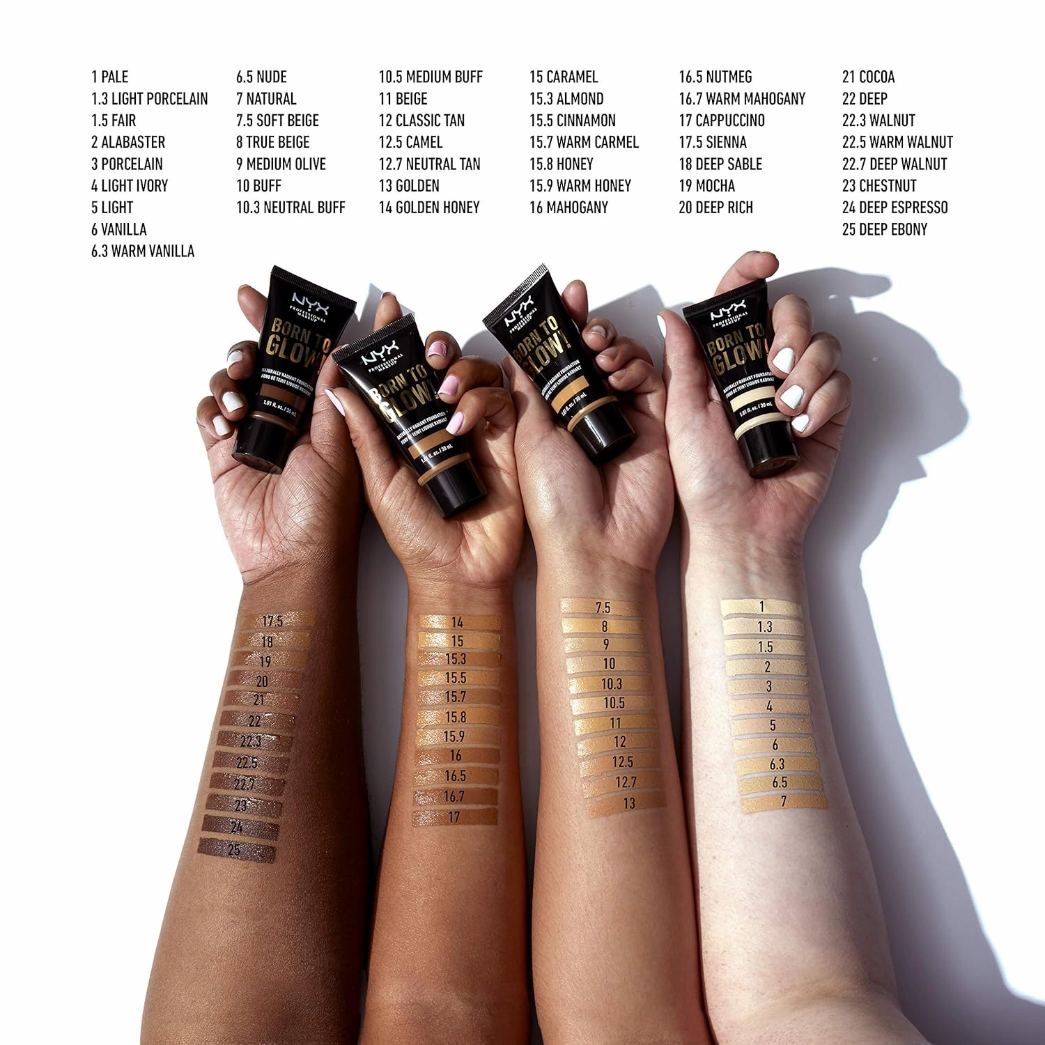 NYX PROFESSIONAL MAKEUP Born To Glow Naturally Radiant Foundation, Medium Coverage - Neutral Buff