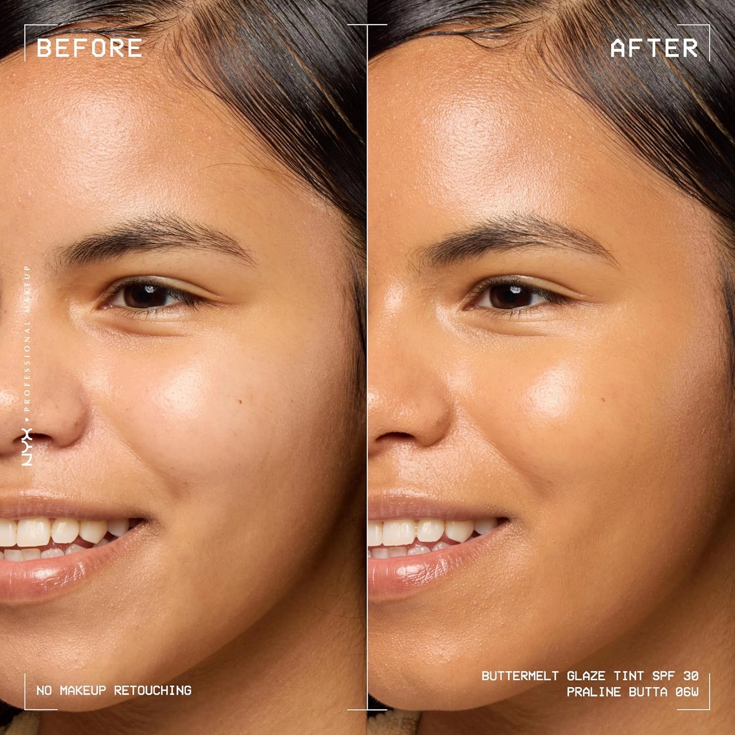NYX PROFESSIONAL MAKEUP Buttermelt Glaze Soft Glow Skin Tint   SPF 30, Up To 12HR Wear, 06 Praline Butta