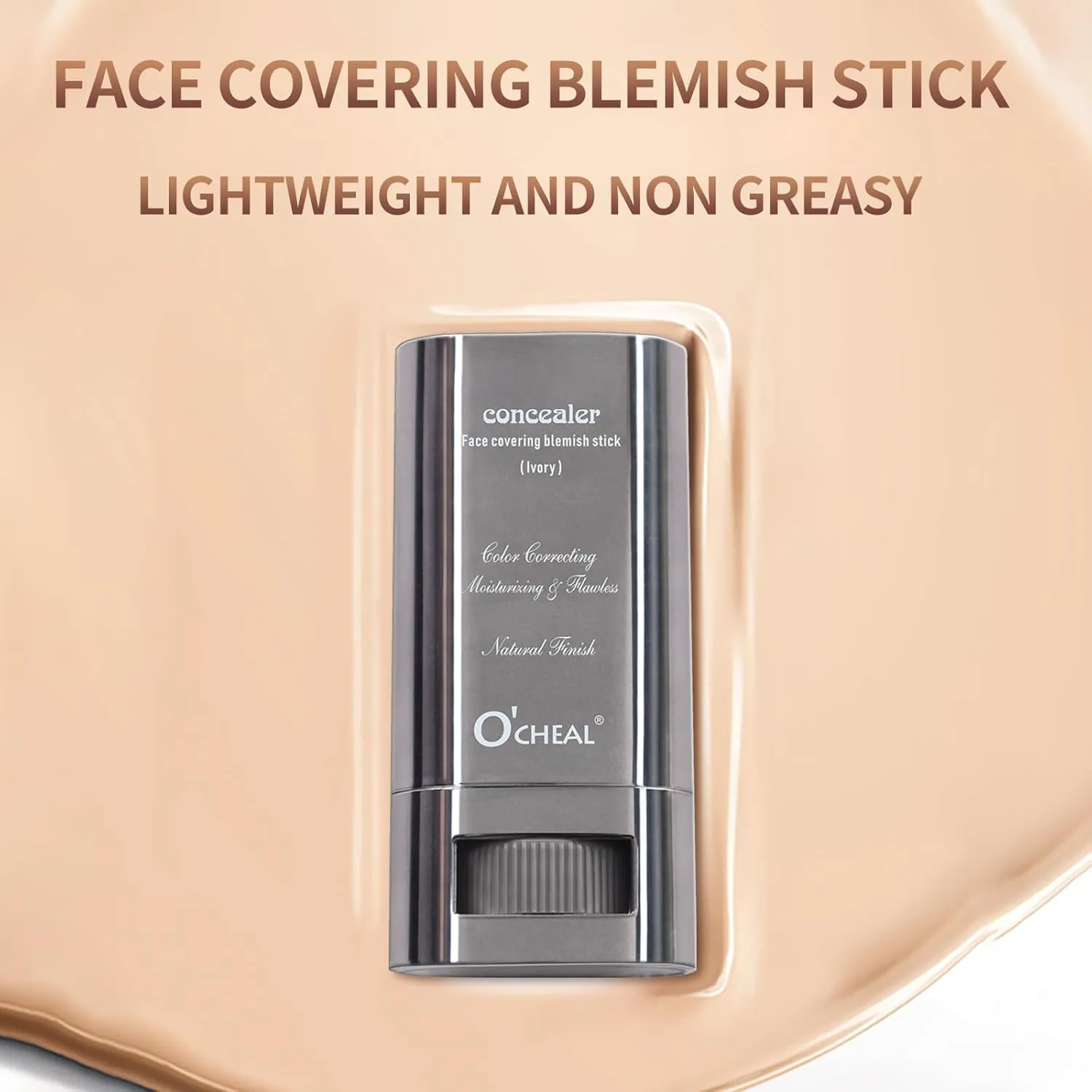 O'CHEAL Hydrating Concealer Stick Full Coverage Face Makeup for All Skin Types, Long Lasting Fit & Lightweight Formula, Cruelty-Free and Vegan (Natural, 1.06oz)