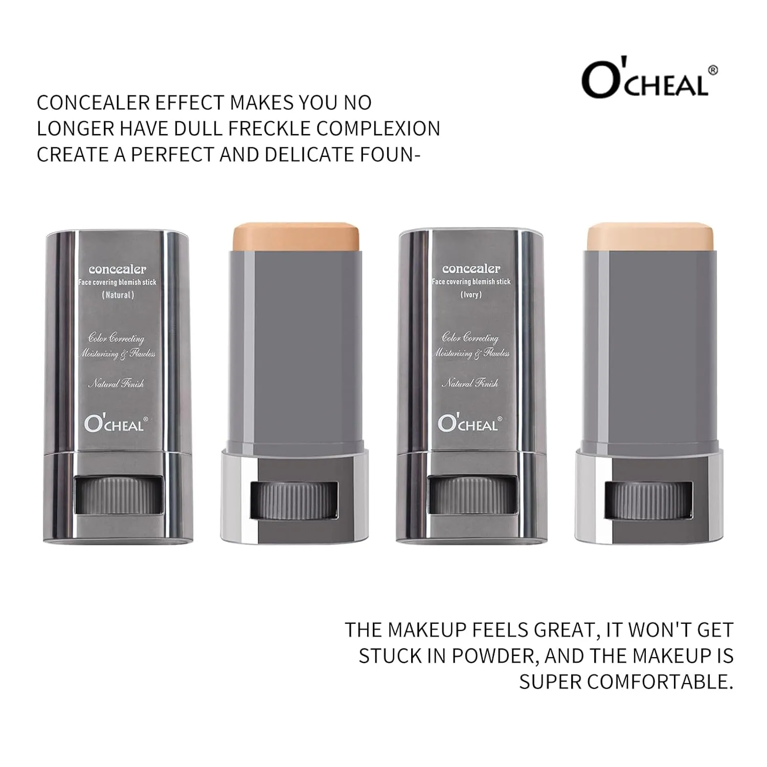 O'CHEAL Hydrating Concealer Stick Full Coverage Face Makeup for All Skin Types, Long Lasting Fit & Lightweight Formula, Cruelty-Free and Vegan (Natural, 1.06oz)