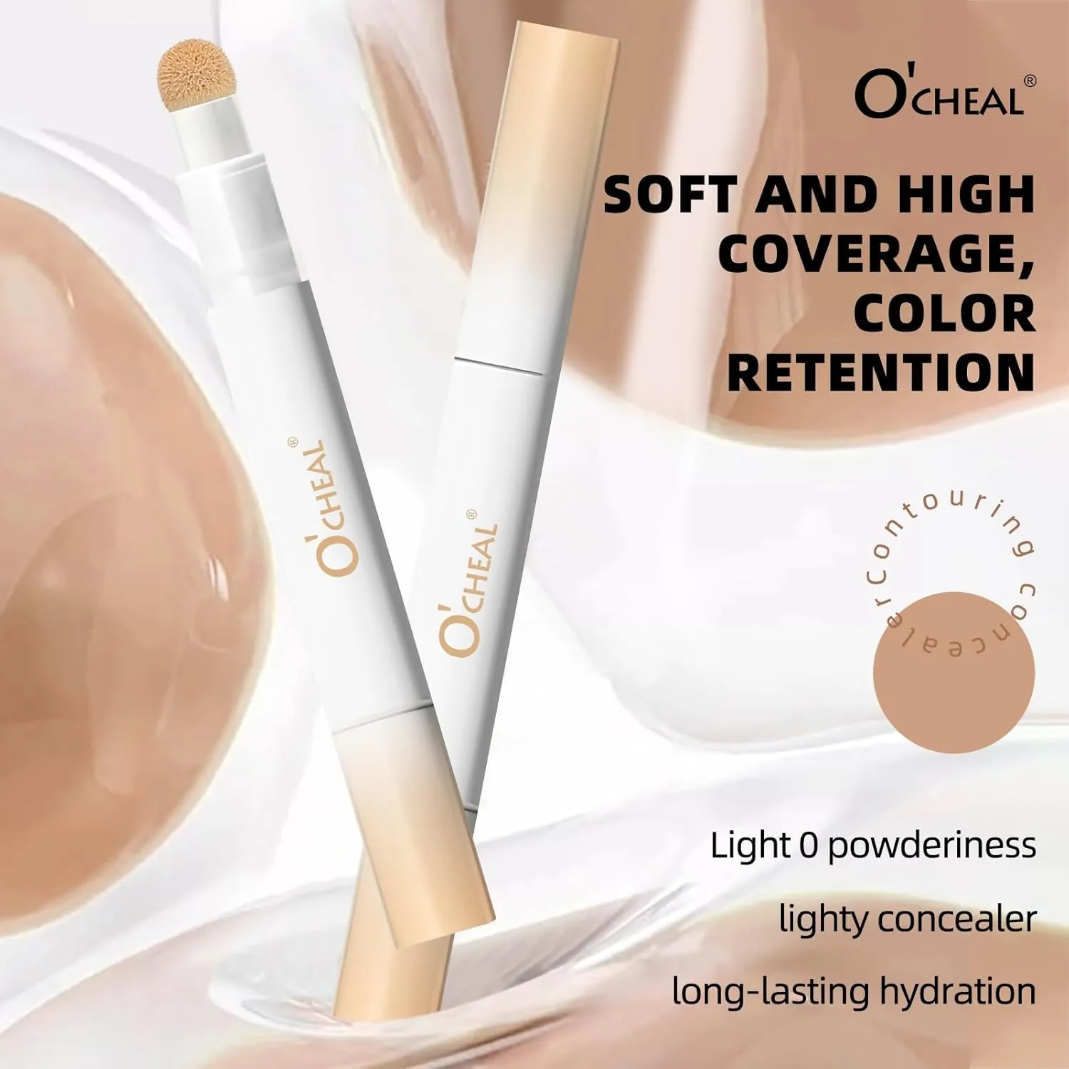 O'CHEAL Multi-Use Concealer, Under Eye Concealer, Lightweight, Long-Lasting, Full Coverage, Hydrates, Cruelty-Free & Vegan, Highlights (03#Natural Color, 1 Pcs)