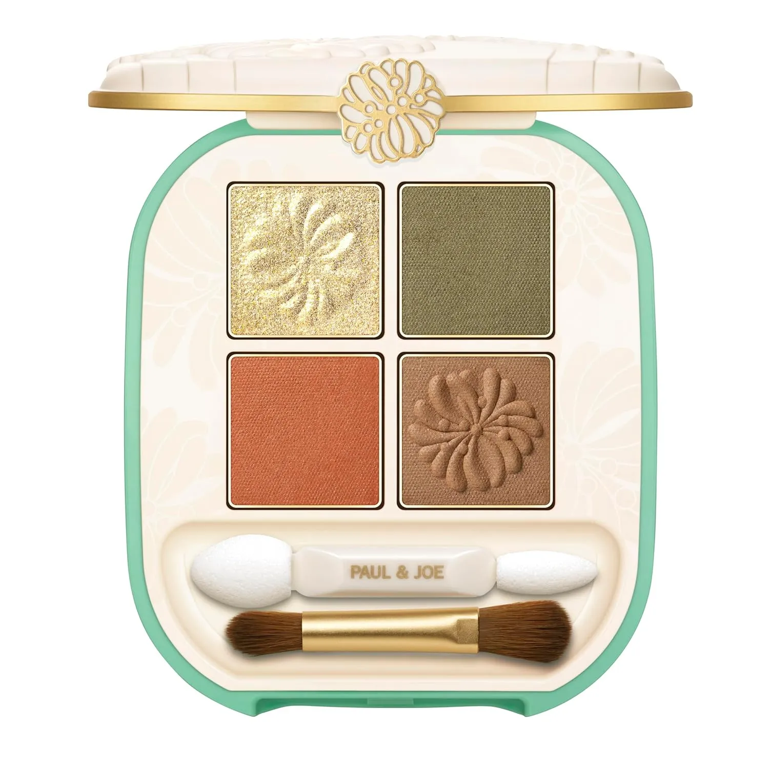 Paul & Joe Eye Color Palette 05 Bookshelf, Four Colors Powder Eye Shadows, Yellow, Green, Orange, Brown, 0.14 oz