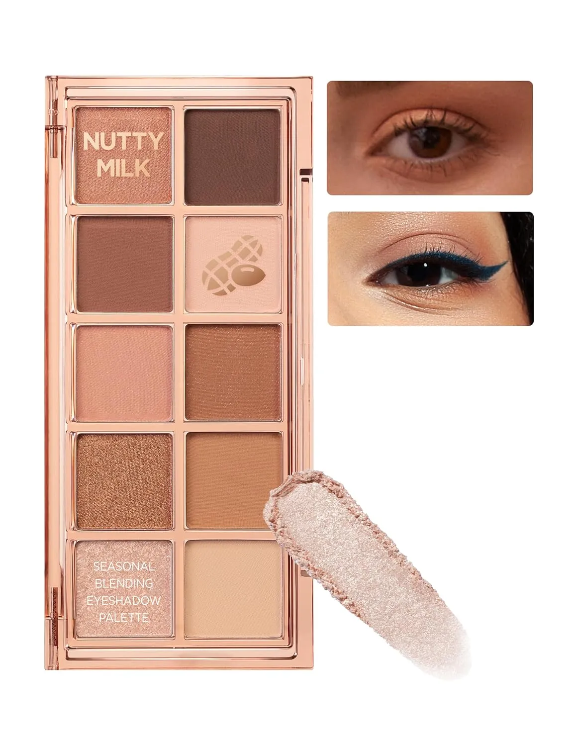 Peach C Seasonal Blending Eyeshadow Palette 05 Nutty Milk | Neutral Beige & Nutty Browns with Matte, Shimmer & Glitter Finishes | K-Beauty Palette for Natural Contour Eye Looks