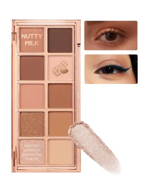 Peach C Seasonal Blending Eyeshadow Palette 05 Nutty Milk | Neutral Beige & Nutty Browns with Matte, Shimmer & Glitter Finishes | K-Beauty Palette for Natural Contour Eye Looks