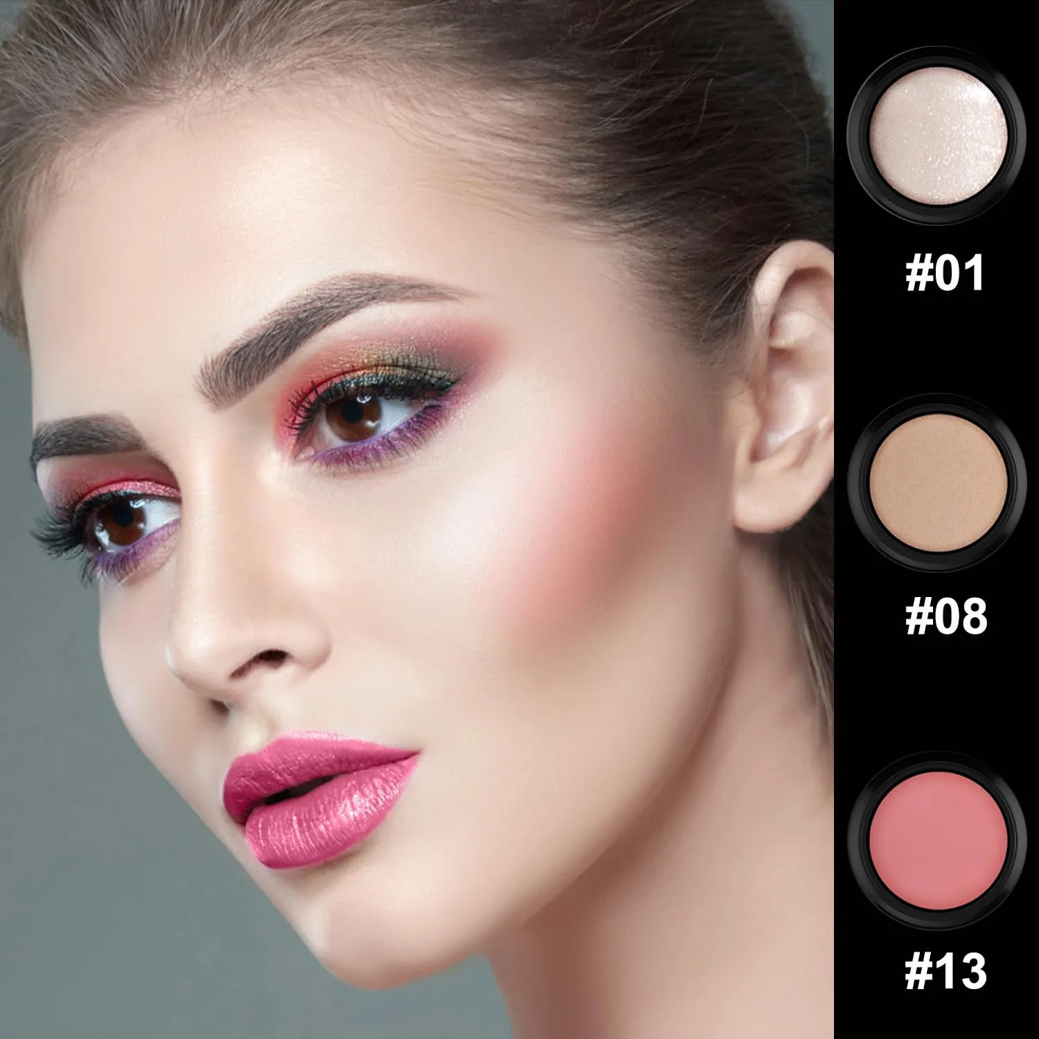 PHOERA Foundation 3-in-1 Contour Makeup Kit - Highlighter, Blush & Bronzer Sticks for Sculpting Cheeks (Porcelain/Nude)