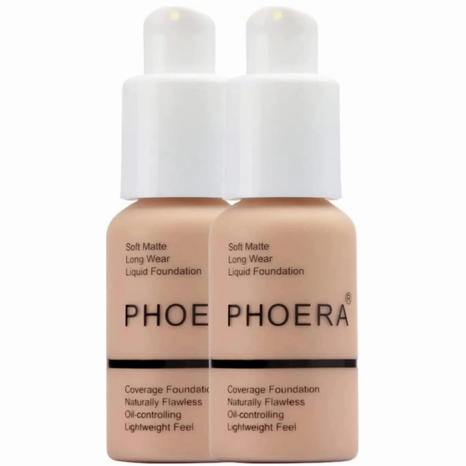 Phoera Foundation Full Coverage Makeup Set - 24hr Long Lasting Oil Control - Soft Smooth Matte Flawless Concealer Cream - Inc x2 30ml Foundation & Silicone Blender Sponge (103 Warm Peach)