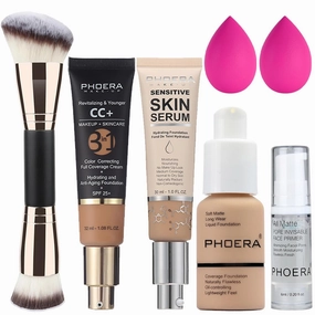 PHOERA Foundation Full Coverage,PHOERA CC  Cream,2024 New PHOERA Foundation Makeup for Mature Skin, Wrinkles Matte Natural Finish,Primer (104 140CC N03/ Buff Beige)