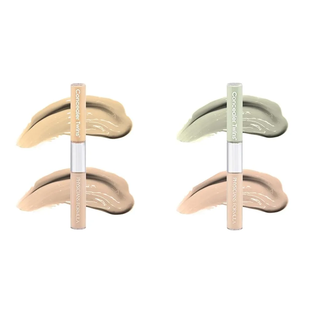 Physicians Formula Concealer Twins Cream Yellow/Light & Green/Light, 0.24oz (Pack of 2)