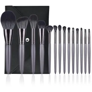 Professional Makeup Brush Set 14Pcs Makeup Brushes Kit Foundation Eyeshadow Powder Blending Eyebrow Eyelash Kabuki Brushes Cosmetic Brushs Travel Kits With Leather Bag Gift