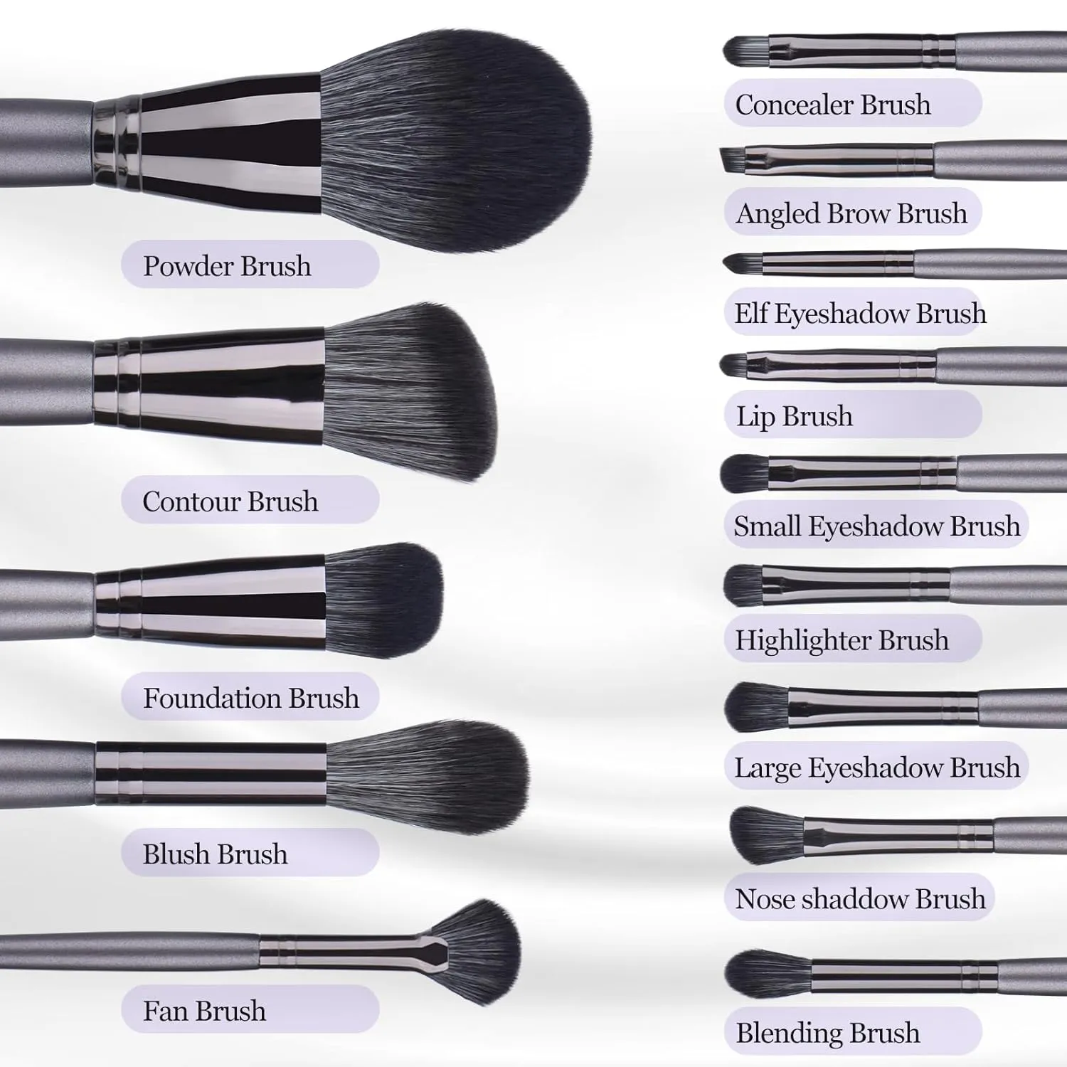 Professional Makeup Brush Set 14Pcs Makeup Brushes Kit Foundation Eyeshadow Powder Blending Eyebrow Eyelash Kabuki Brushes Cosmetic Brushs Travel Kits With Leather Bag Gift